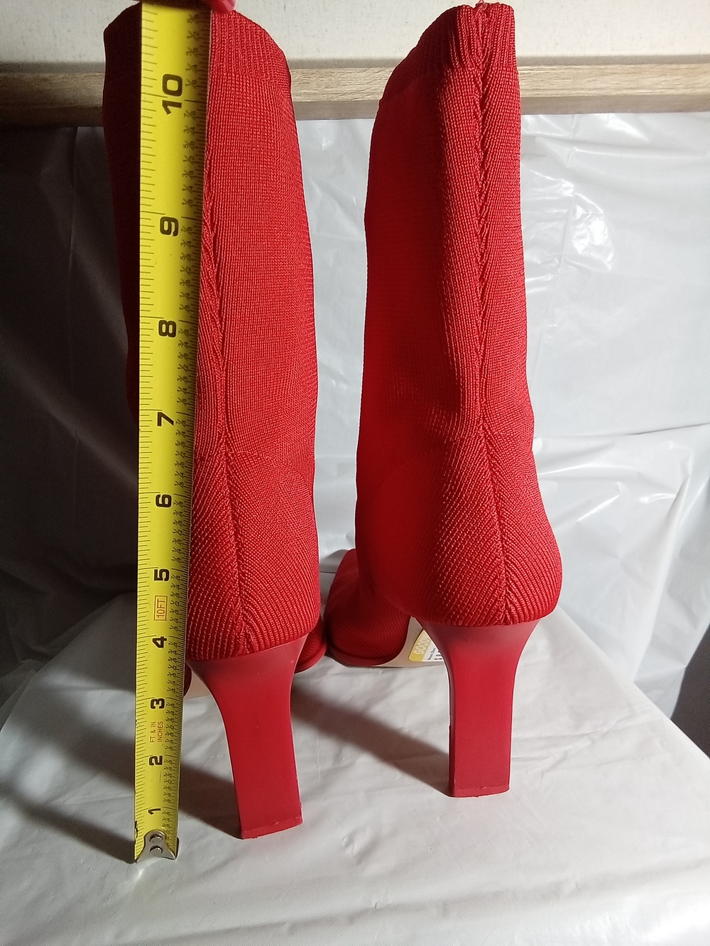 Stradivarius Red Knit Sock Ankle‎ Boots - Picture 3 of 6